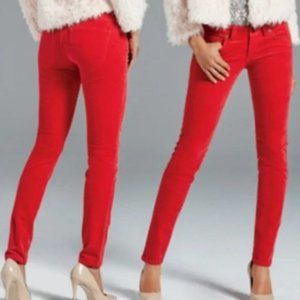 CAbi Super Skinny Low Rise Corduroy Pants Cotton Stretch Red #3136 Sz 6 - profes